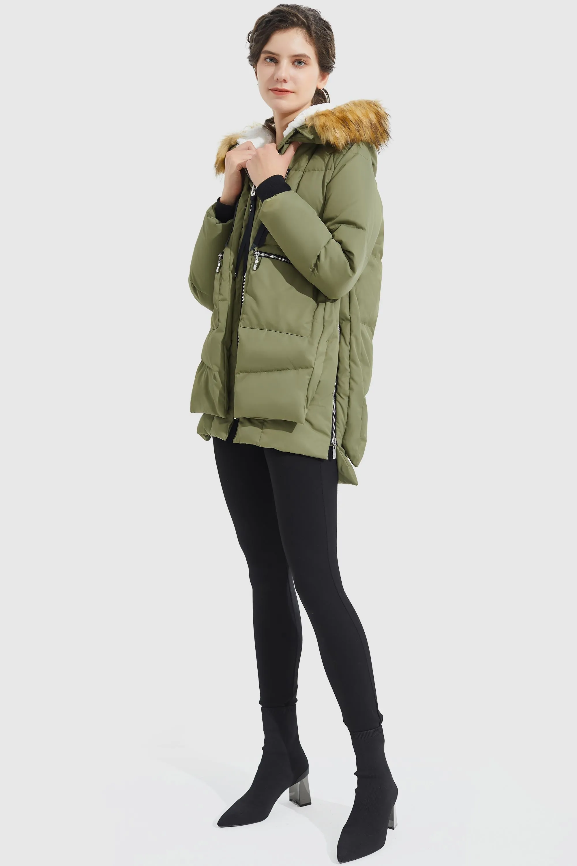 092 Classics Thickened Down Jacket with Faux Fur Hood