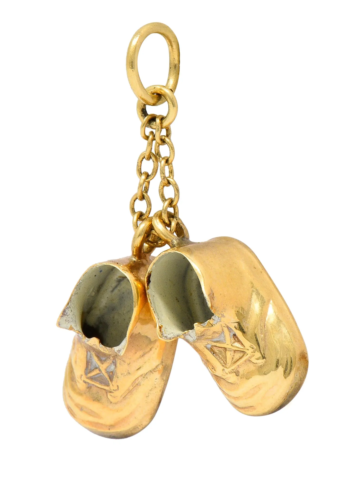 1940's Retro 14 Karat Gold Articulated Baby Shoe Charm