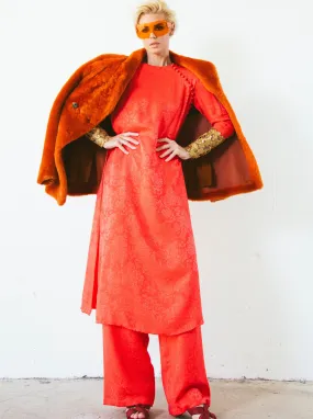 1960s Balmain Couture Jacquard Tunic and Pant Ensemble