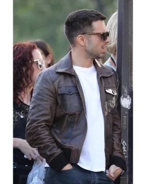 355 Sebastian Stan Jacket | Brown Leather Jacket | Film Jacket | 45% OFF