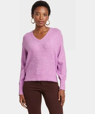 A New Day Women's Cozy Knit V-Neck Pullover Sweater