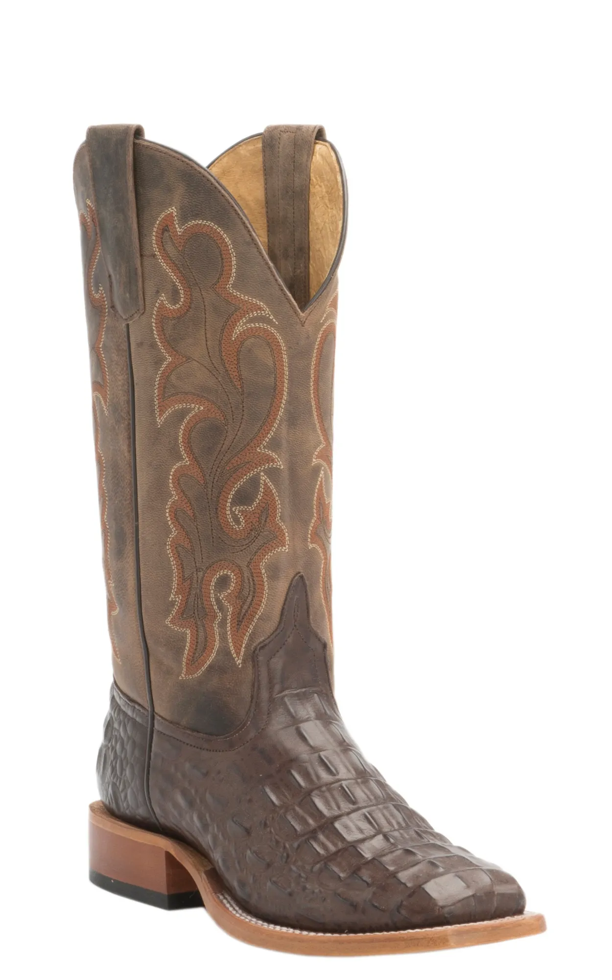 Anderson Bean Youth Chocolate Croc Print Square Toe Cowboy Boots