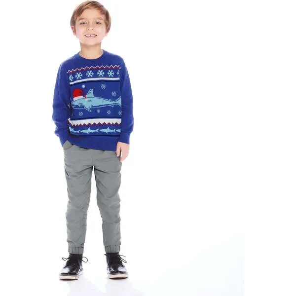 Andy & Evan Shark Jacquard Holiday Sweater Set, Blue