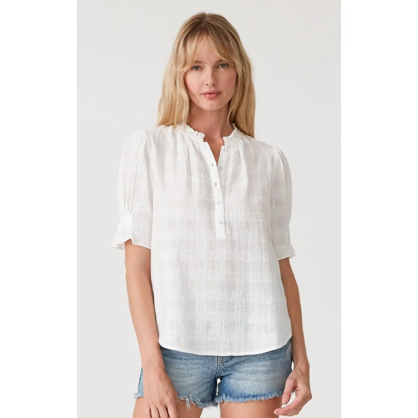 Aria White Puff Sleeve Lovestitch Top