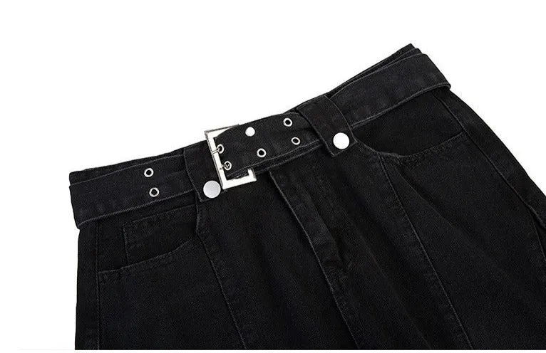 Belt | Straight Black Jeans with Belt