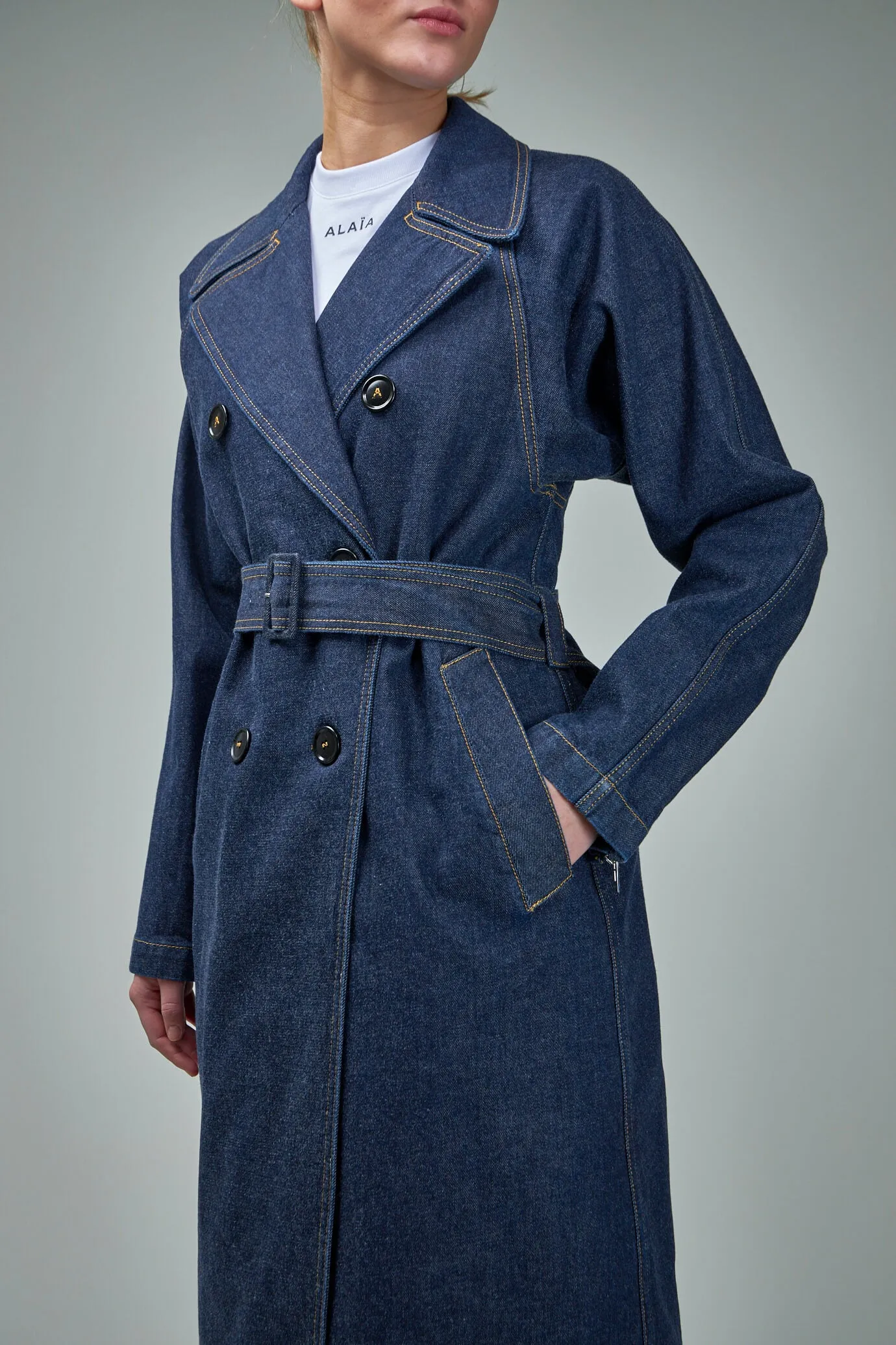 Belted Coat Brut Denim