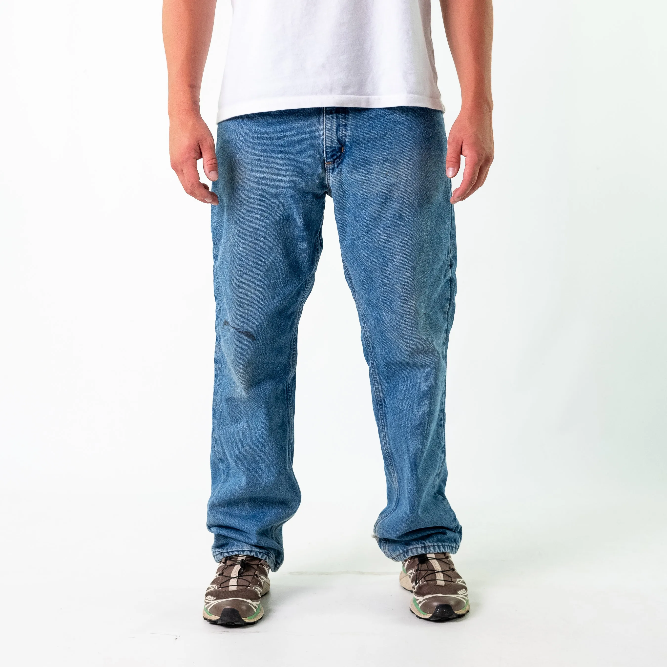 Blue 90s Carhartt Denim Carpenter Jeans Baggy Pants (34x32)