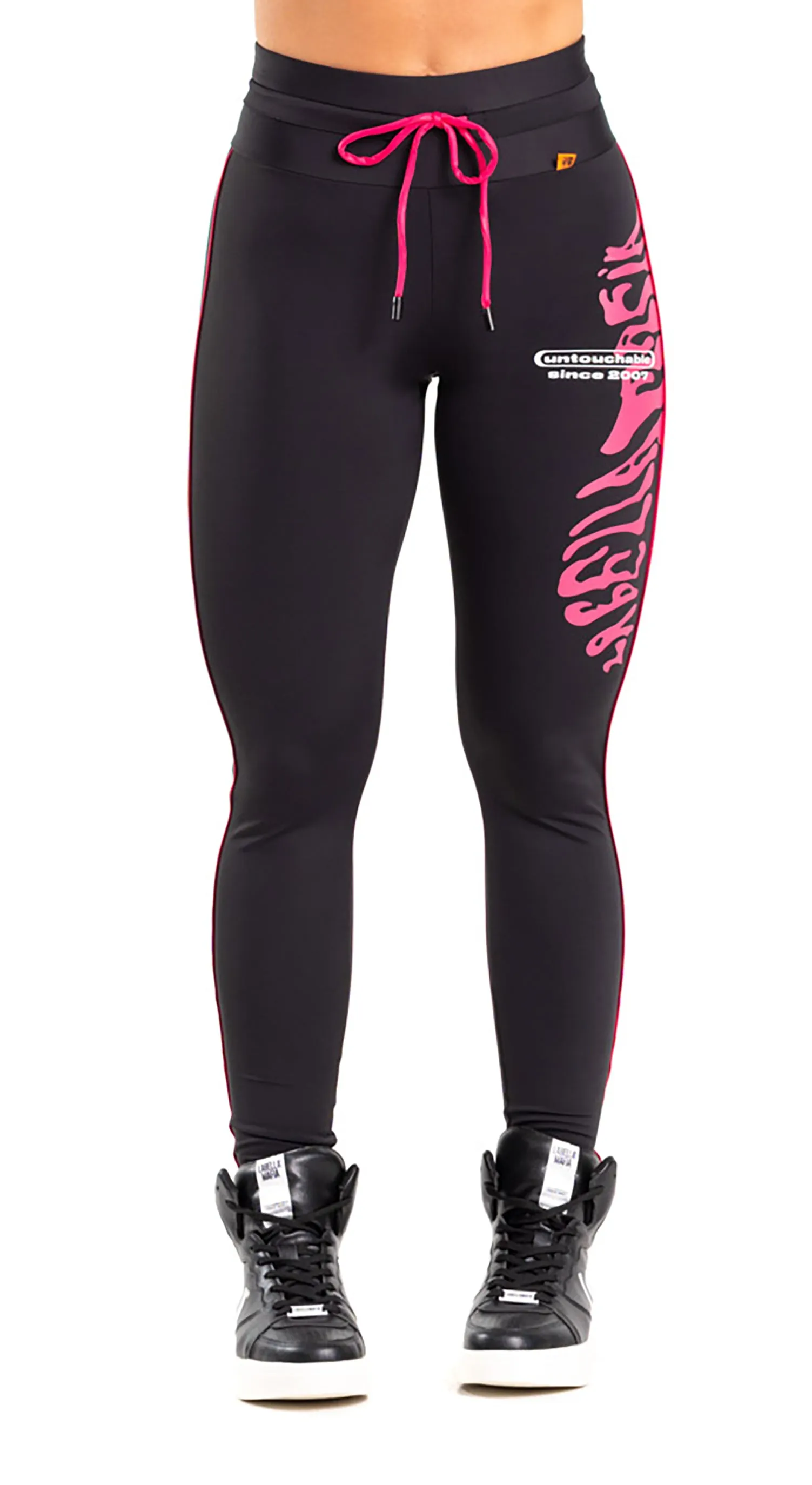 Boxer Legging - Black & Pink