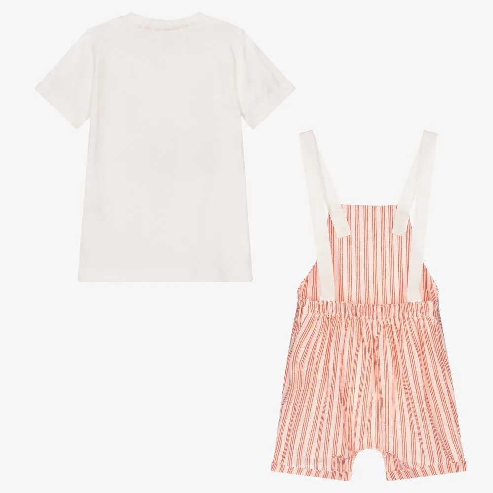 Boys Orange Dungarees Set