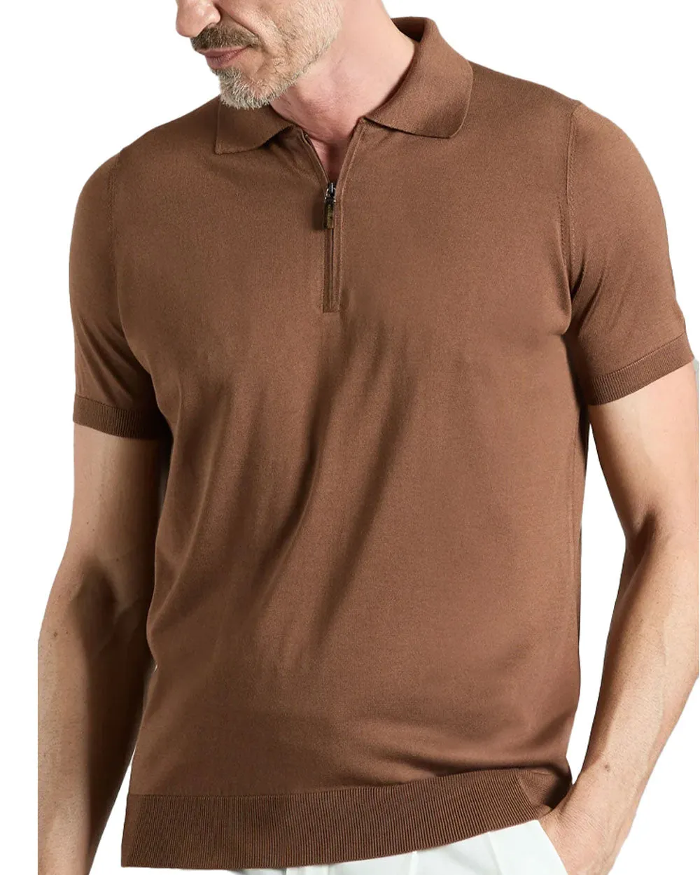 Brown Silk Polo