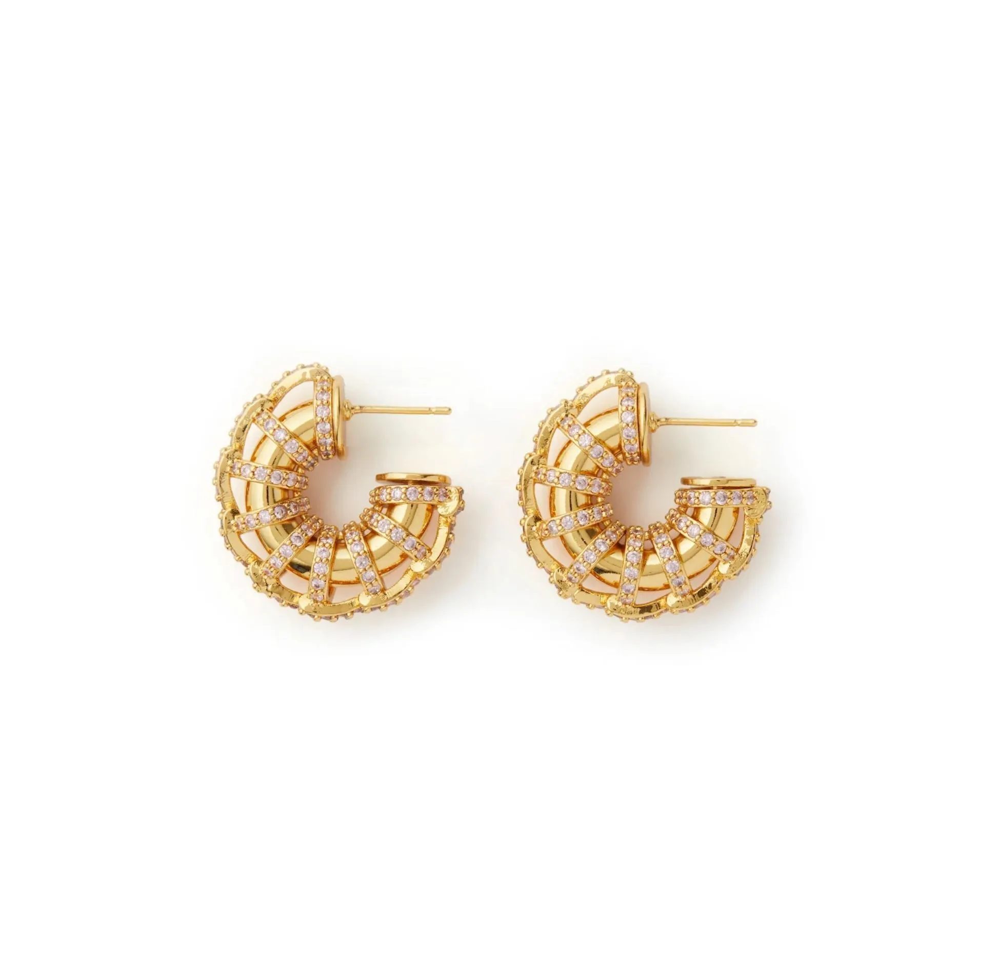 Caterpillar Earrings, Gold