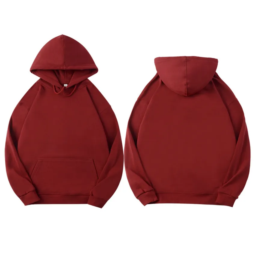 Combed cotton high quality solid color unsex hoodies customized logo 14 colors