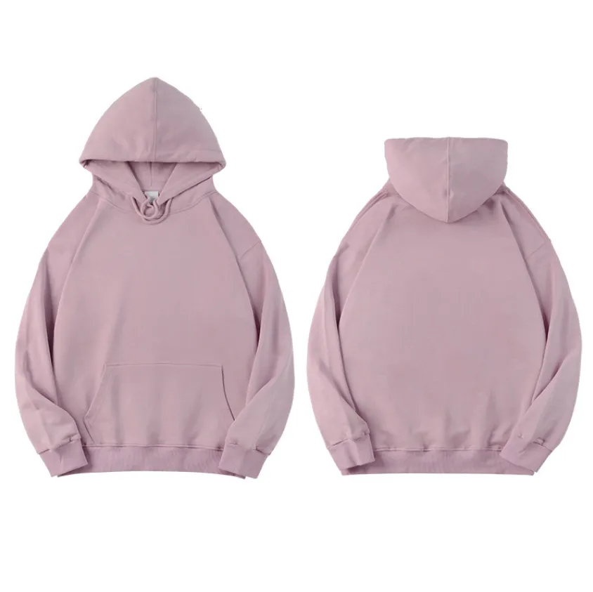 Combed cotton high quality solid color unsex hoodies customized logo 14 colors