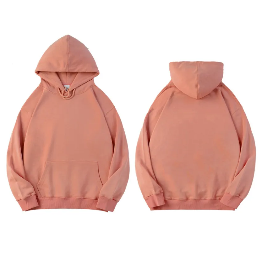 Combed cotton high quality solid color unsex hoodies customized logo 14 colors