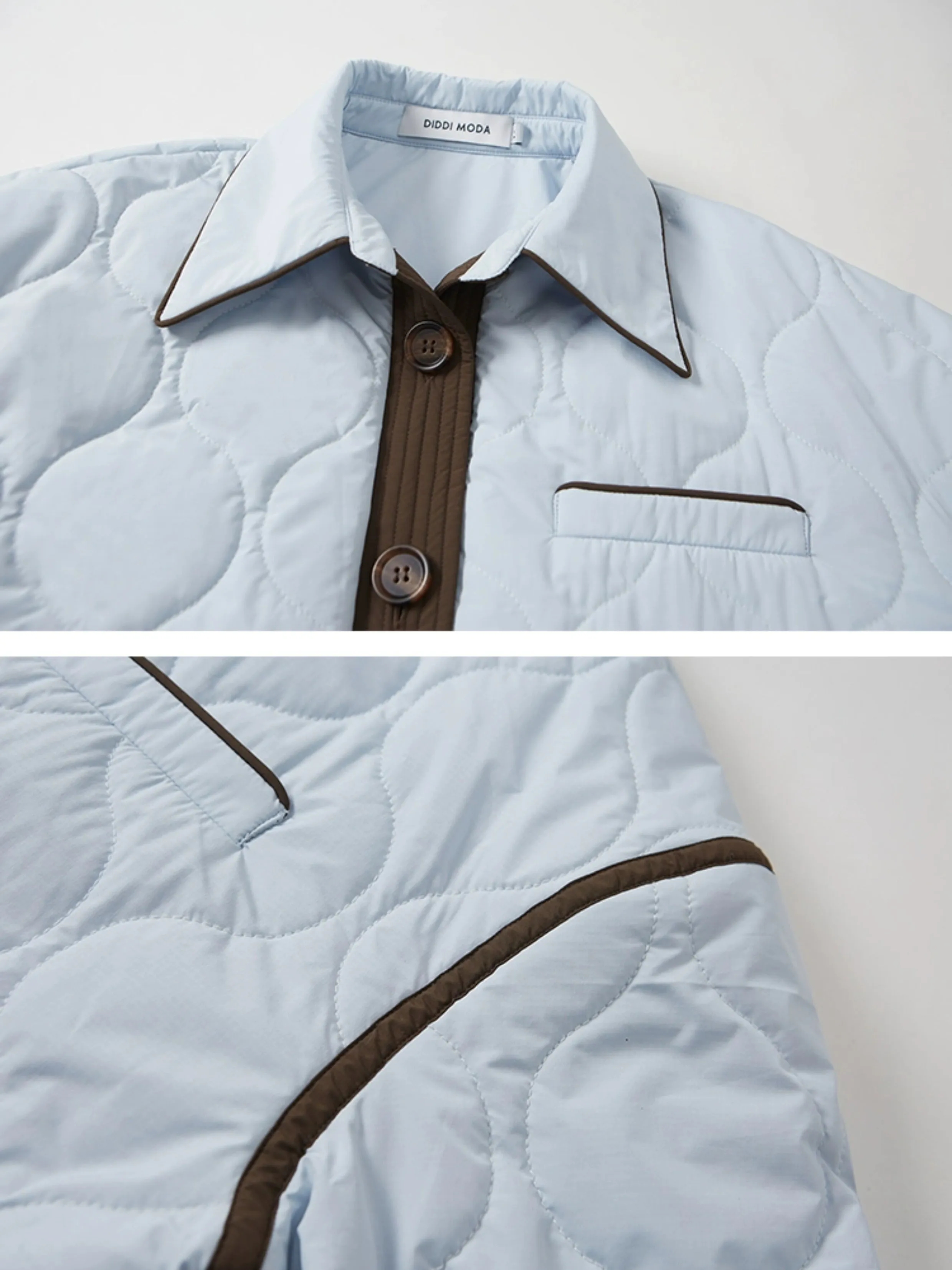 Contrast Color Edge Quilted Shirt Jacket