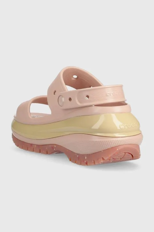 Crocs sliders Classic Mega Crush sandal women's pink color 207989