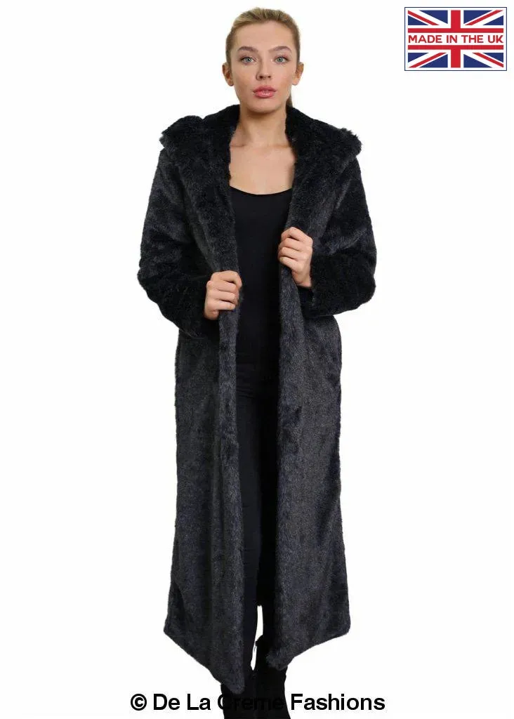 De La Creme - Womens Iconic Faux Fur Hooded Long Coat