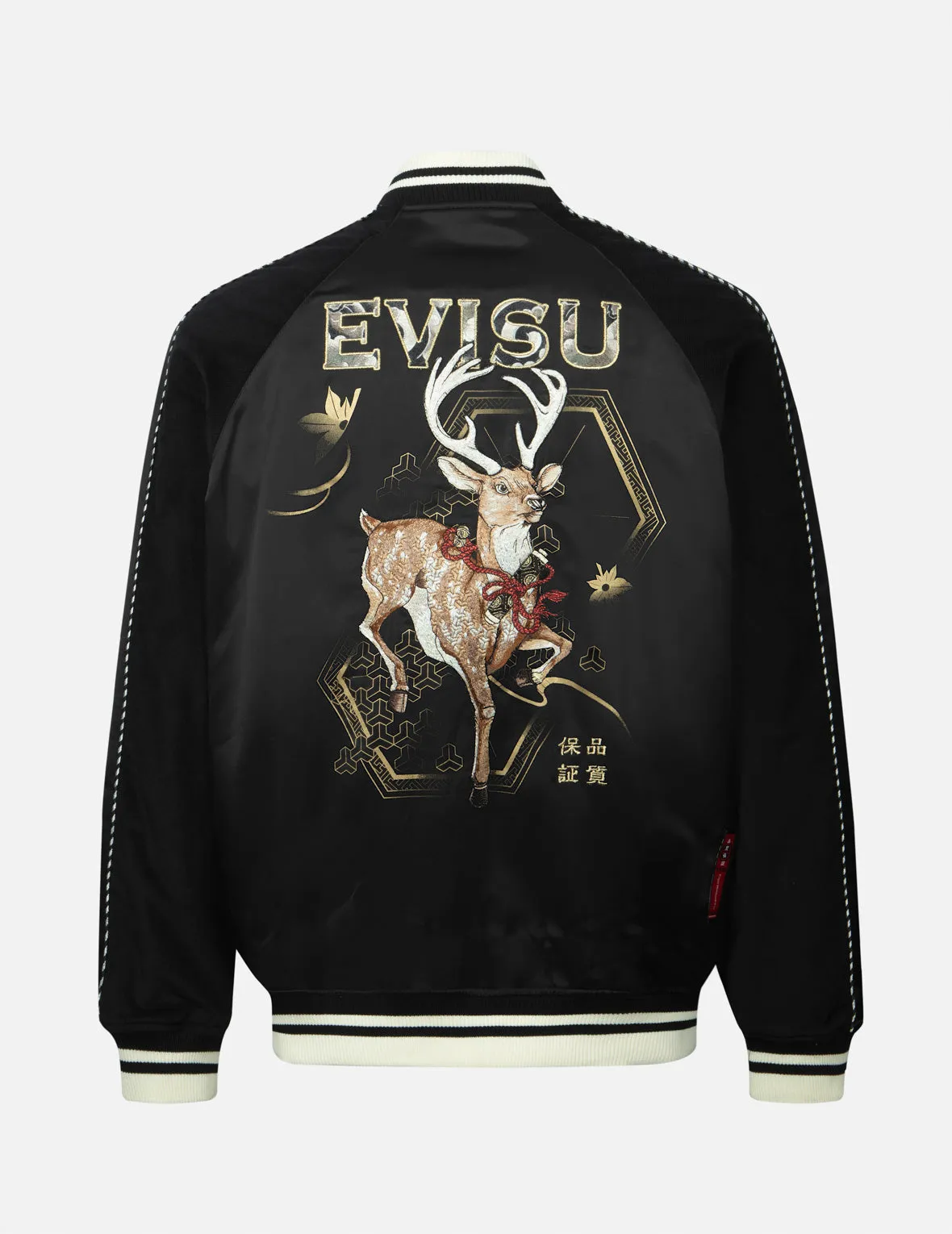 Deer and Logo Embroidery Loose Fit Souvenir Jacket