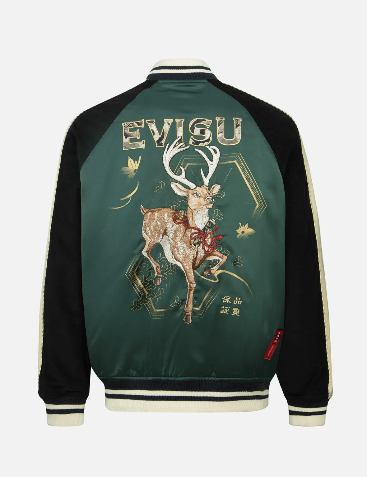 Deer and Logo Embroidery Loose Fit Souvenir Jacket