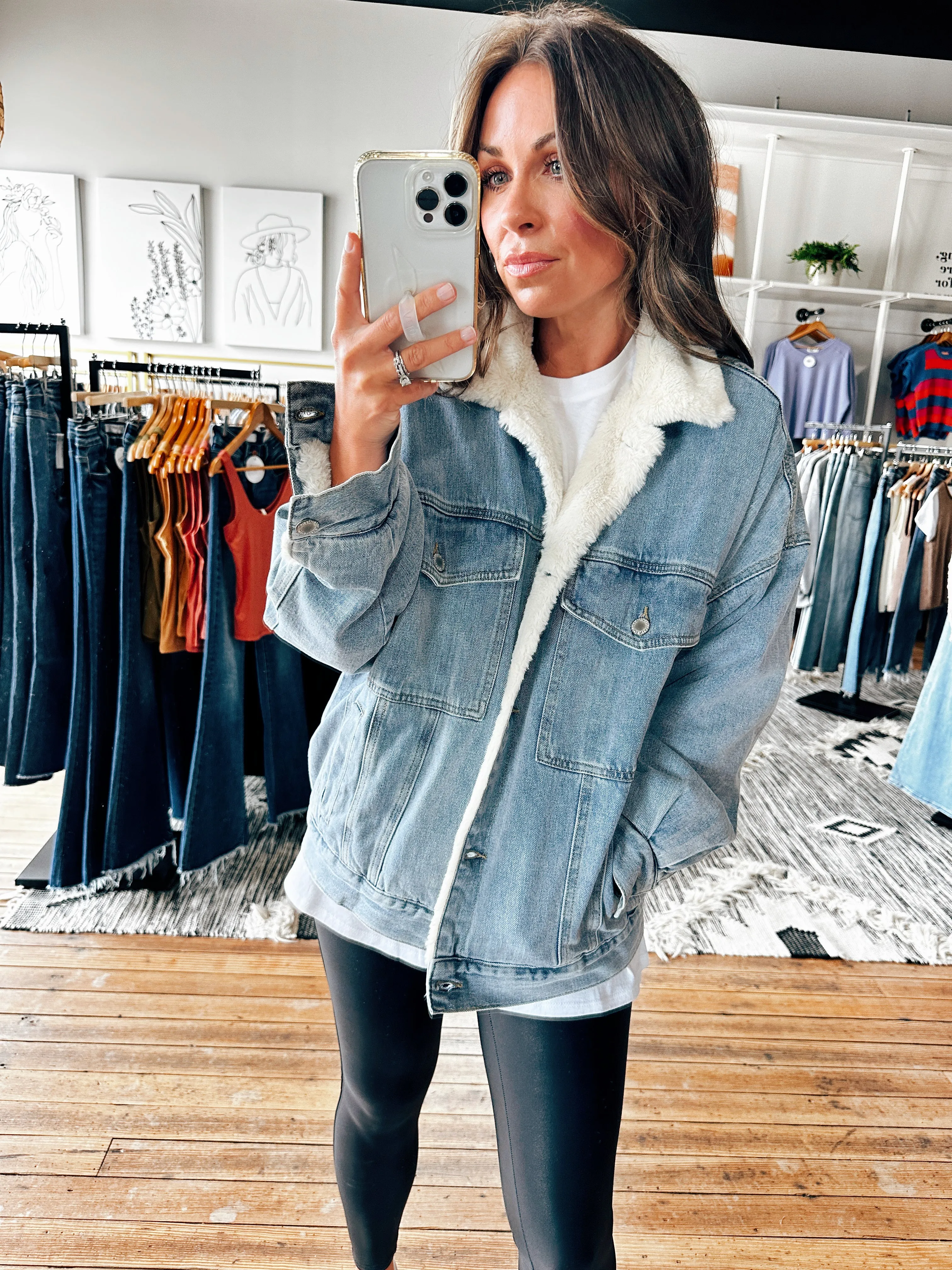 Denim Sherpa Coat