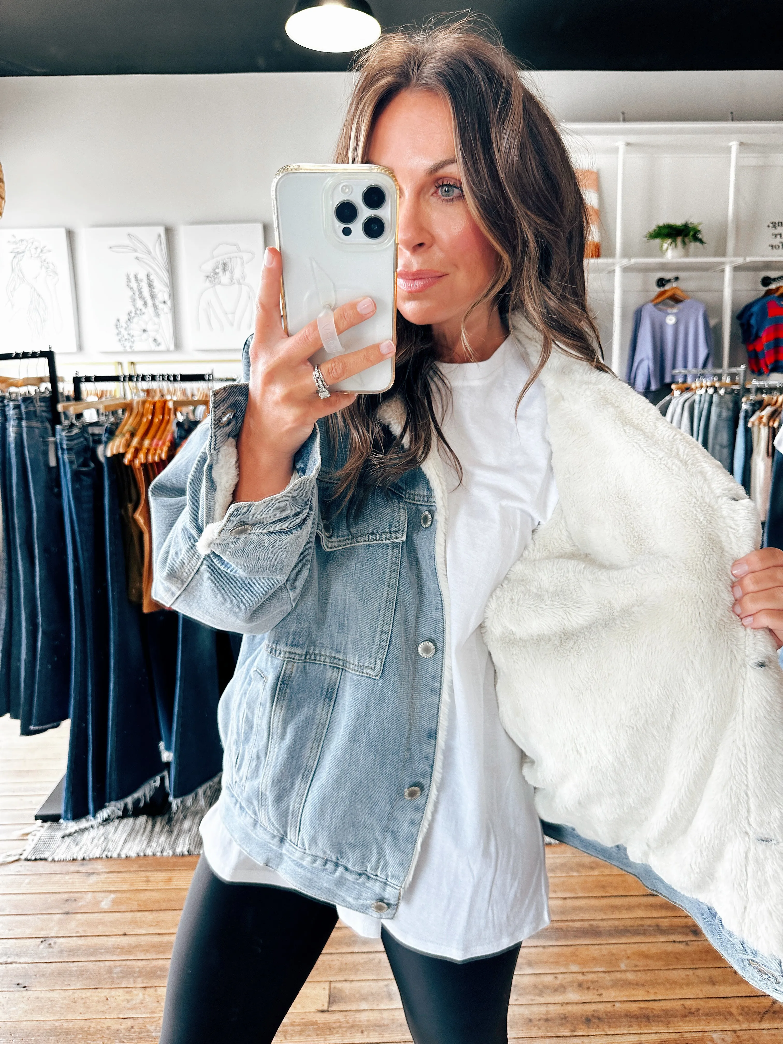 Denim Sherpa Coat