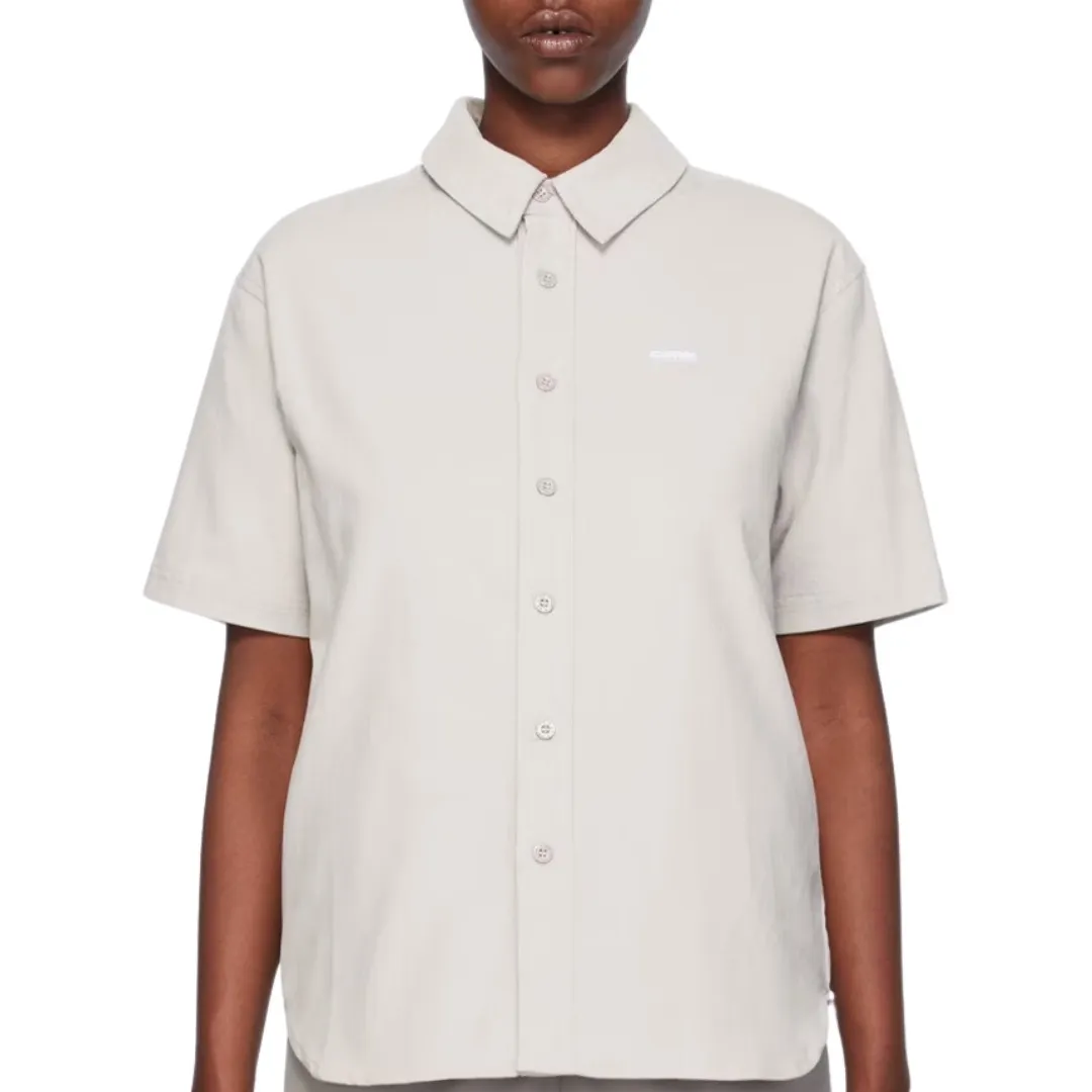 Dime  |Plain Cotton Short Sleeves Logo Front Button