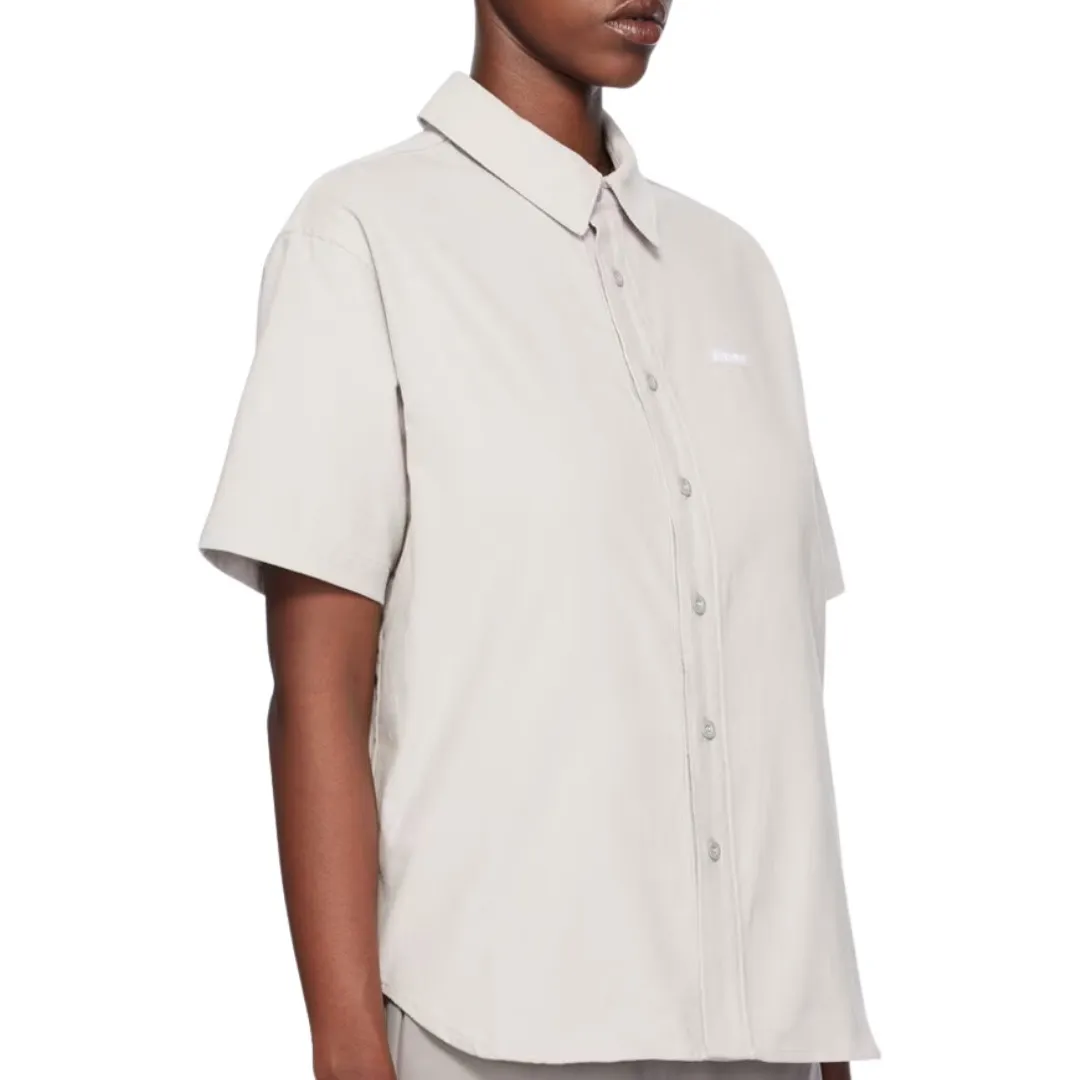 Dime  |Plain Cotton Short Sleeves Logo Front Button