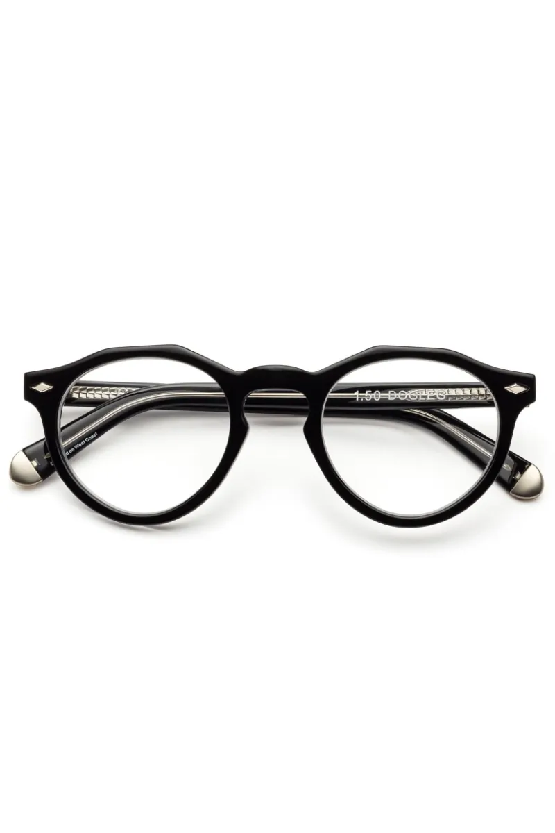 Dogleg Reading Glasses - Gloss Black And Vodka