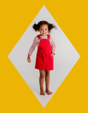 Dotty Dungarees Corduroy Dress and Briefs Set Red