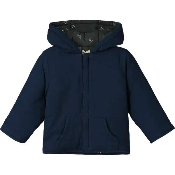 ettie + h Austell Zipped Hooded Top, Navy Gauze/Rockets