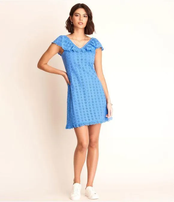 Eyelet Shift Dress - Periwinkle