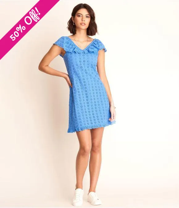 Eyelet Shift Dress - Periwinkle