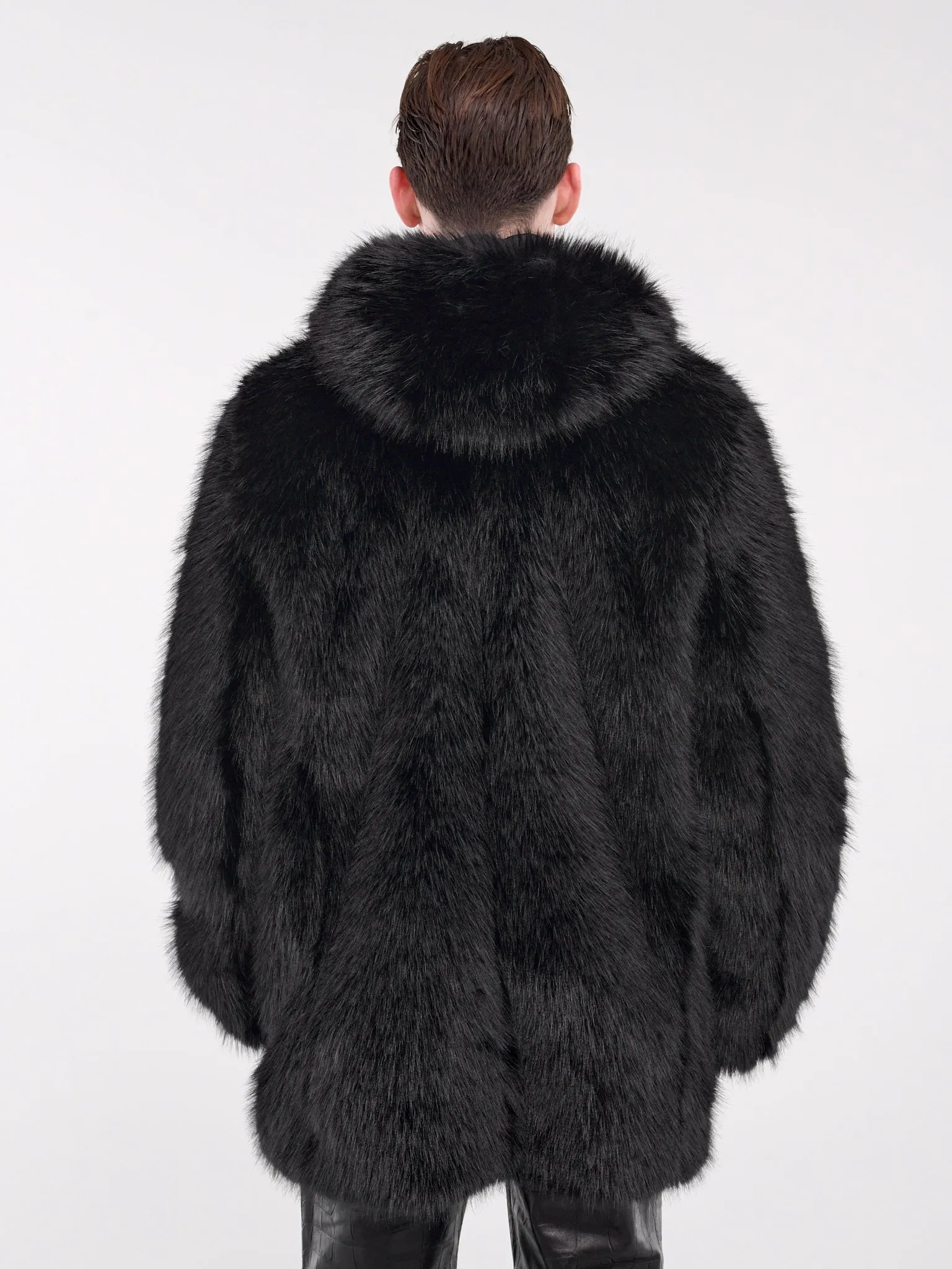 Faux Fur Hooded Coat (CO28B-TN01-BLACK)