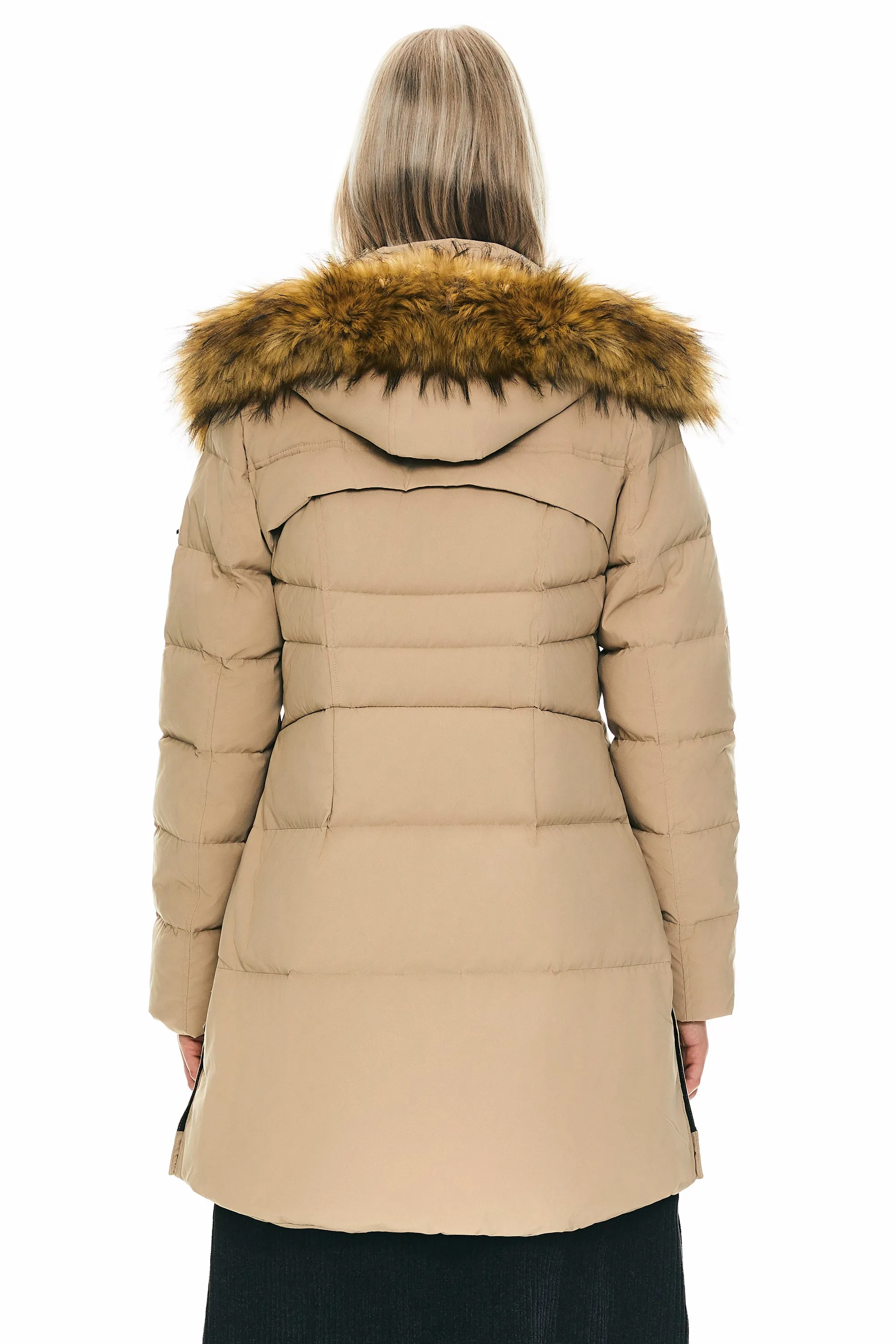 Faux Fur Trim Hood Winter Down Jacket