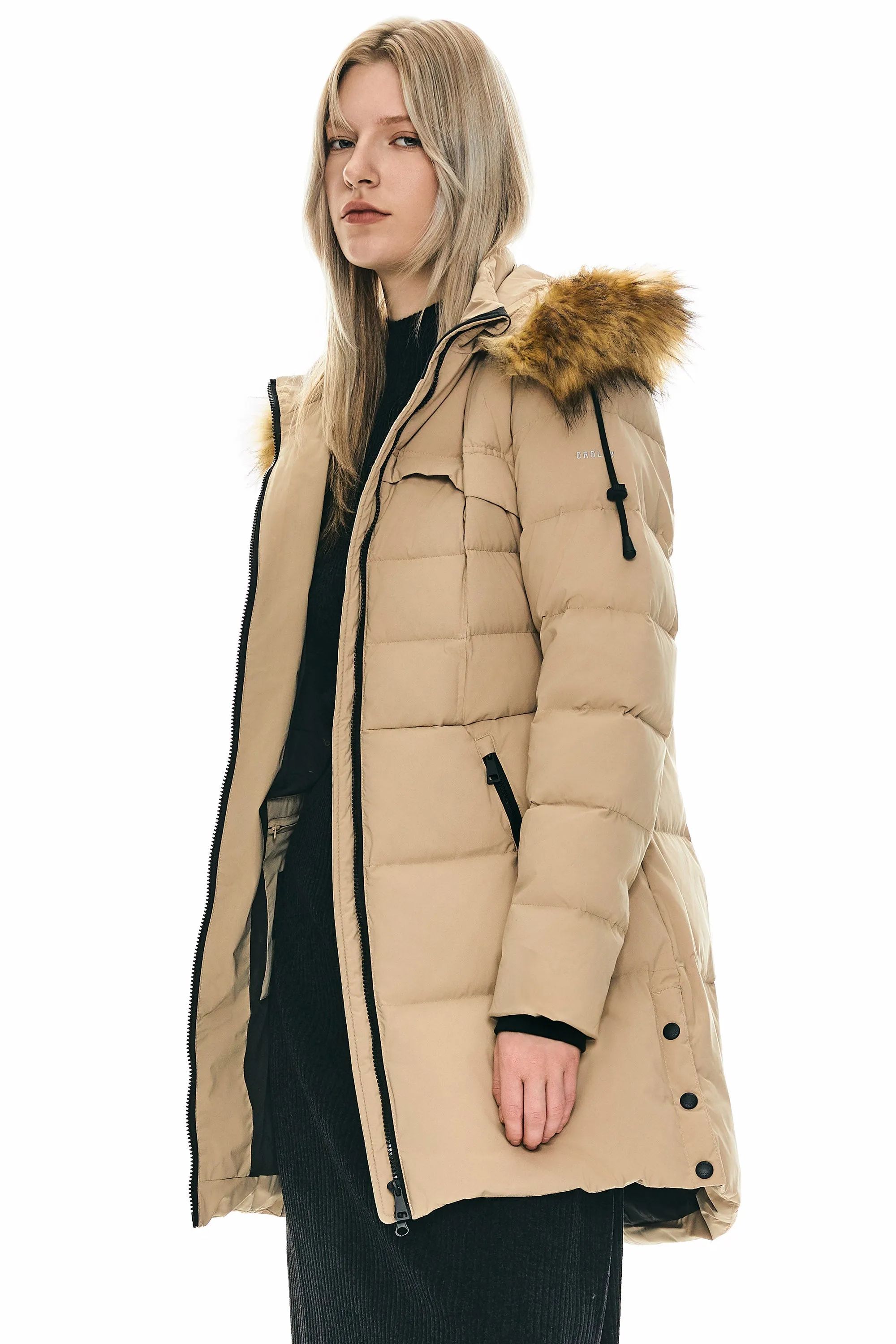 Faux Fur Trim Hood Winter Down Jacket