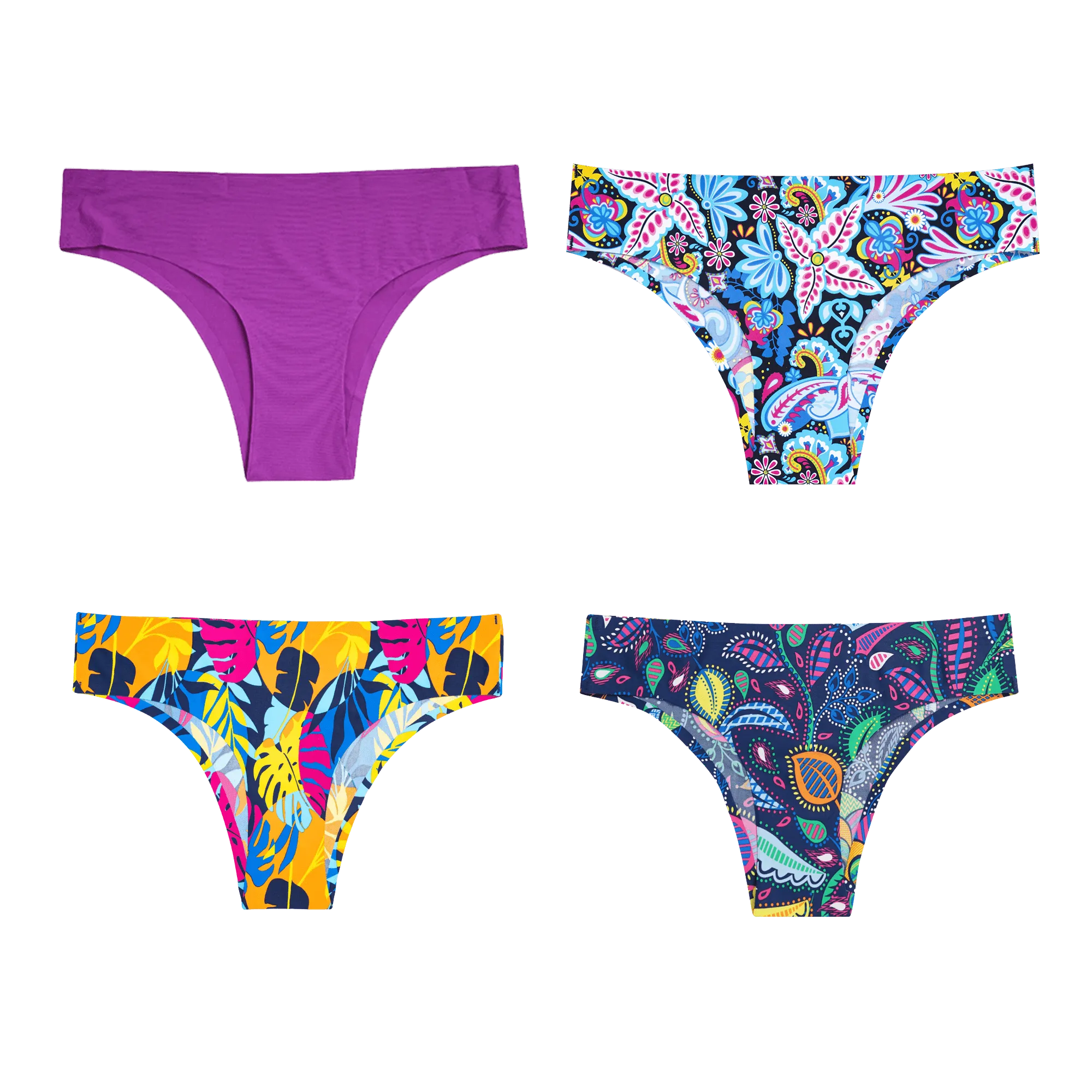 Floral Bundle - Ladies Seamless Brazilian Briefs 4 Pack Bundle