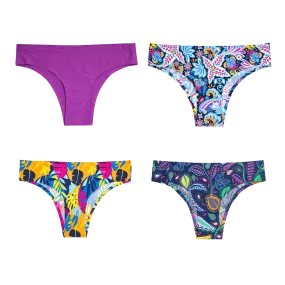 Floral Bundle - Ladies Seamless Brazilian Briefs 4 Pack Bundle