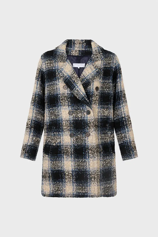 Gerard Darel SAVERINA DOUBLE BREASTED CHECKERED COAT