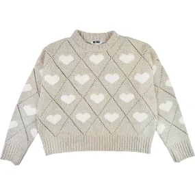 GiGi Knitwear Women's Love Sweater, Beige Marl