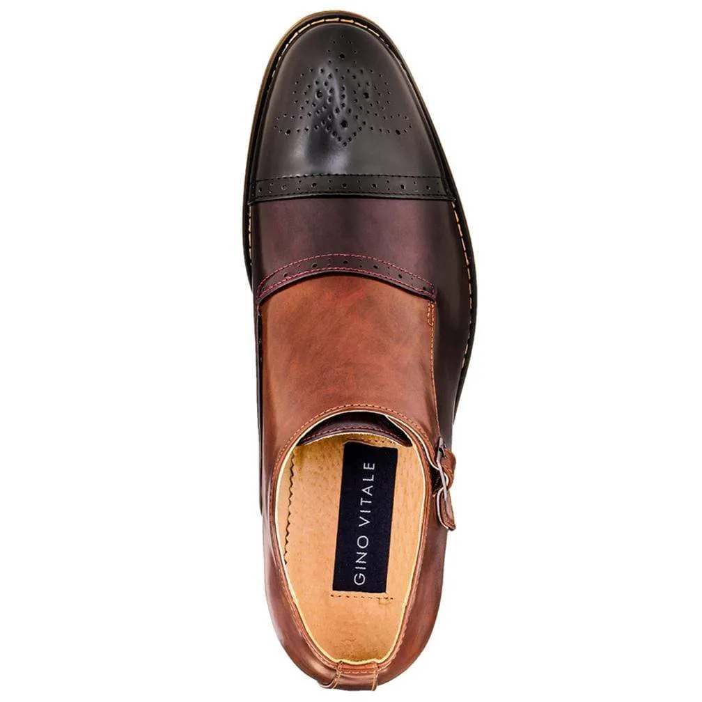 Gino Vitale Men's Three Tone Monk Strap Dress Shoes