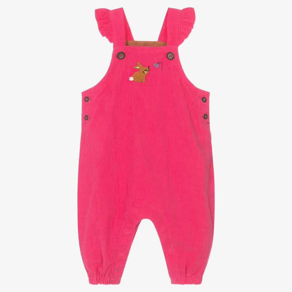 Girls Pink Bunny Dungarees