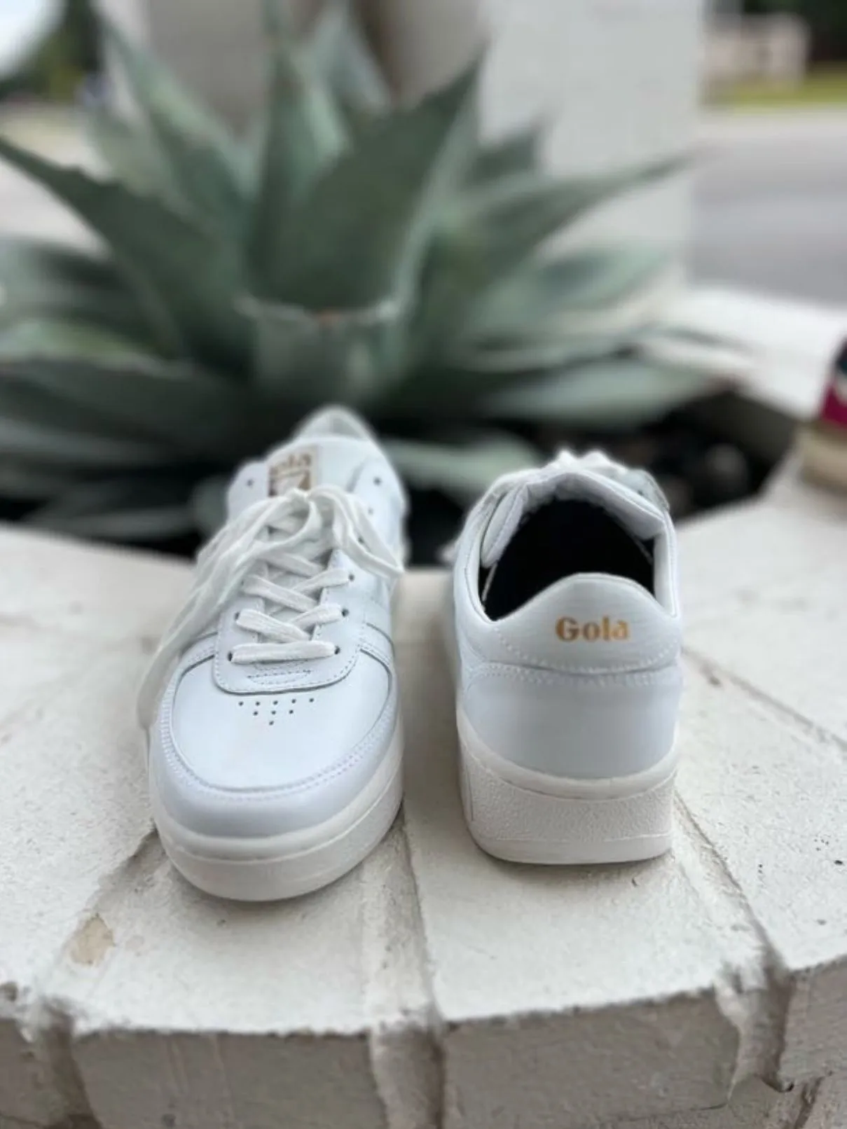 Gola Grandslam Leather Sneaker in White/White/White