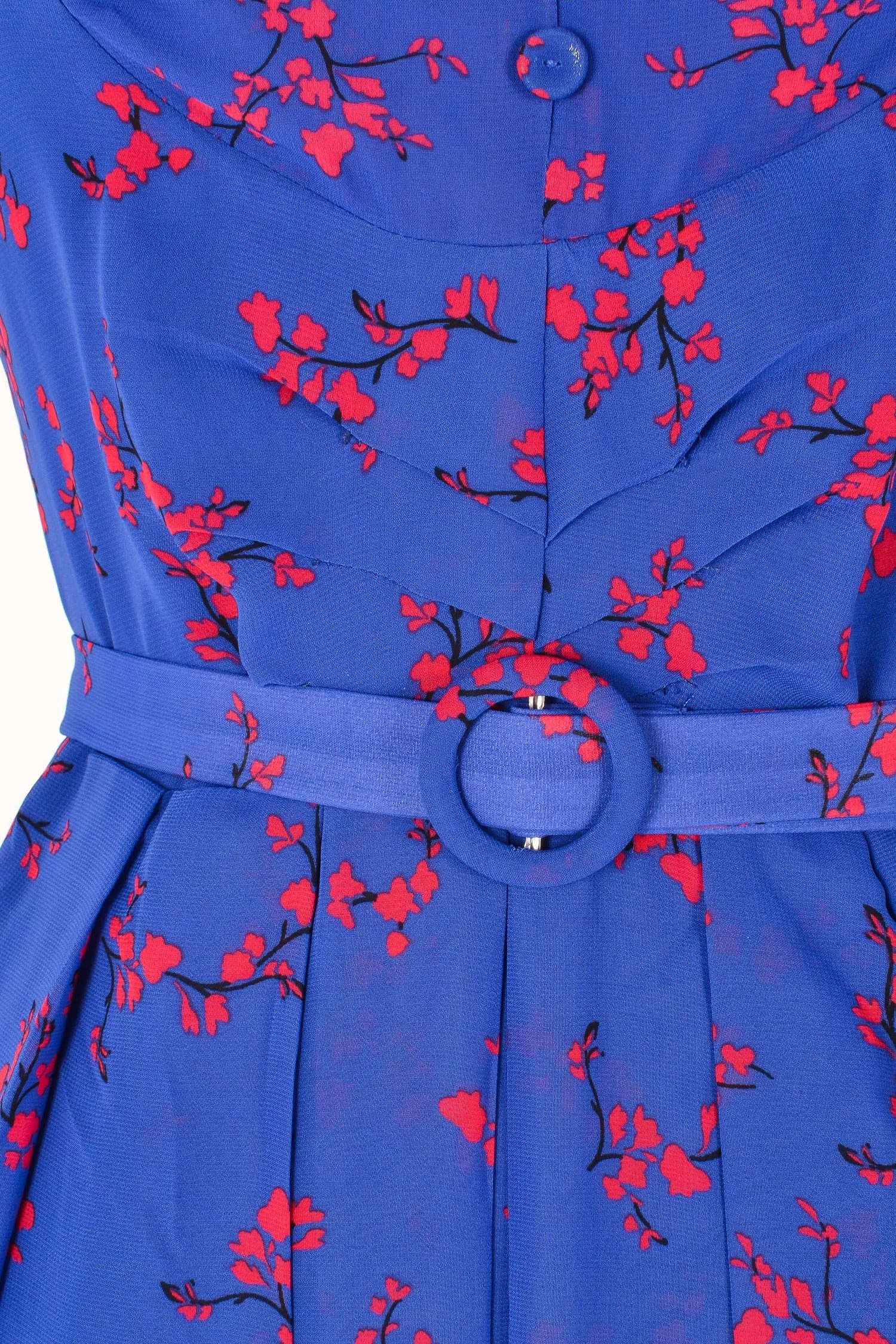 Grace Kelly Blue & Red Floral Dress