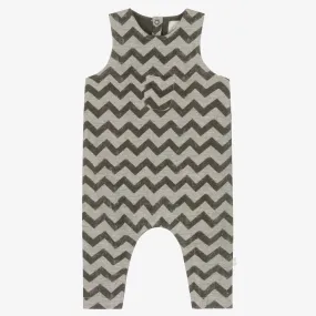 Grey Cotton Zigzag Dungarees