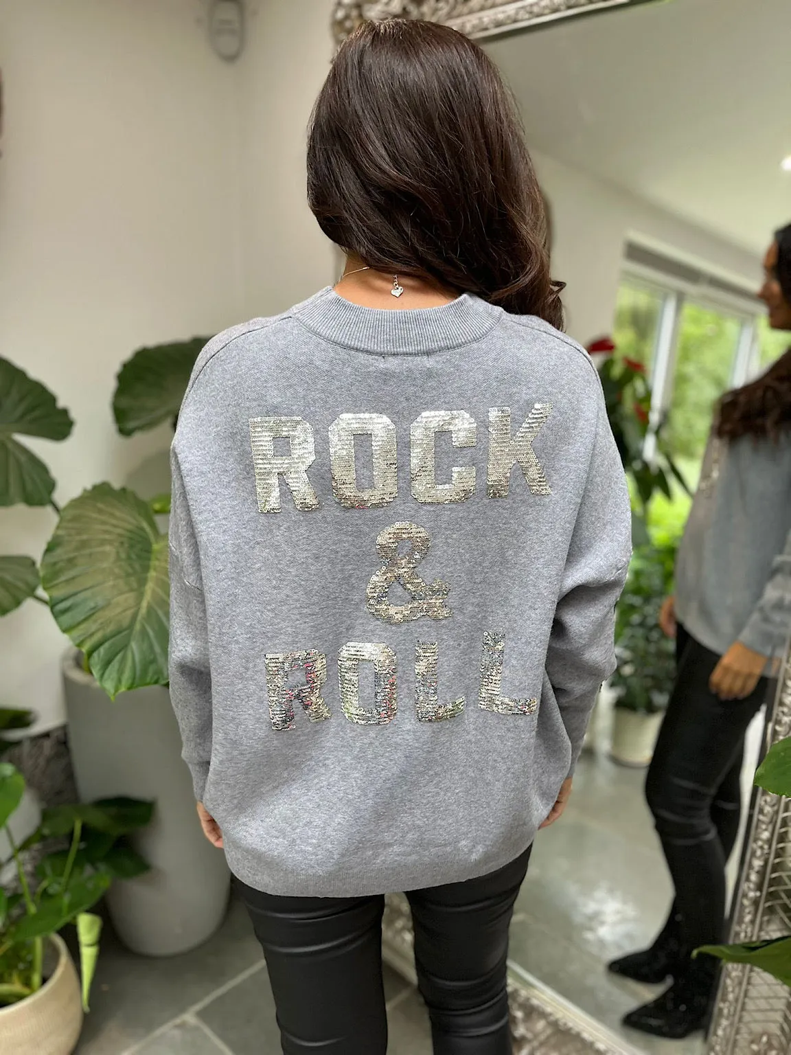 Grey Sequin Rock and Roll Knit Amelia