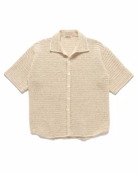 Hand Crochet Knit Half Sleeved Shirt Ivory