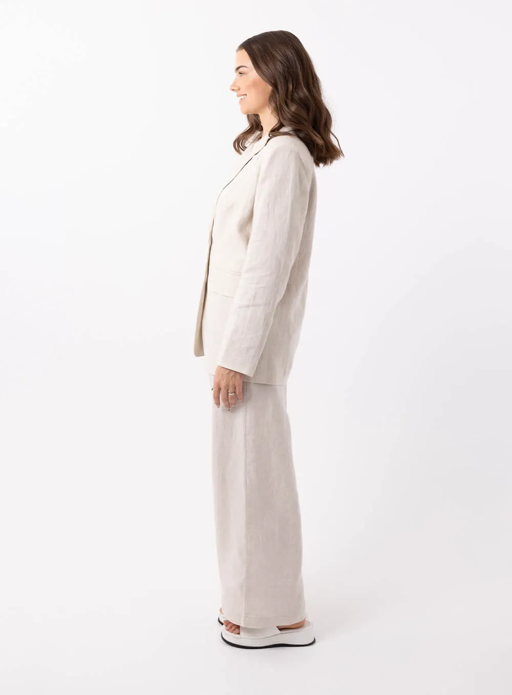 Harper Linen Blazer-OATMEAL