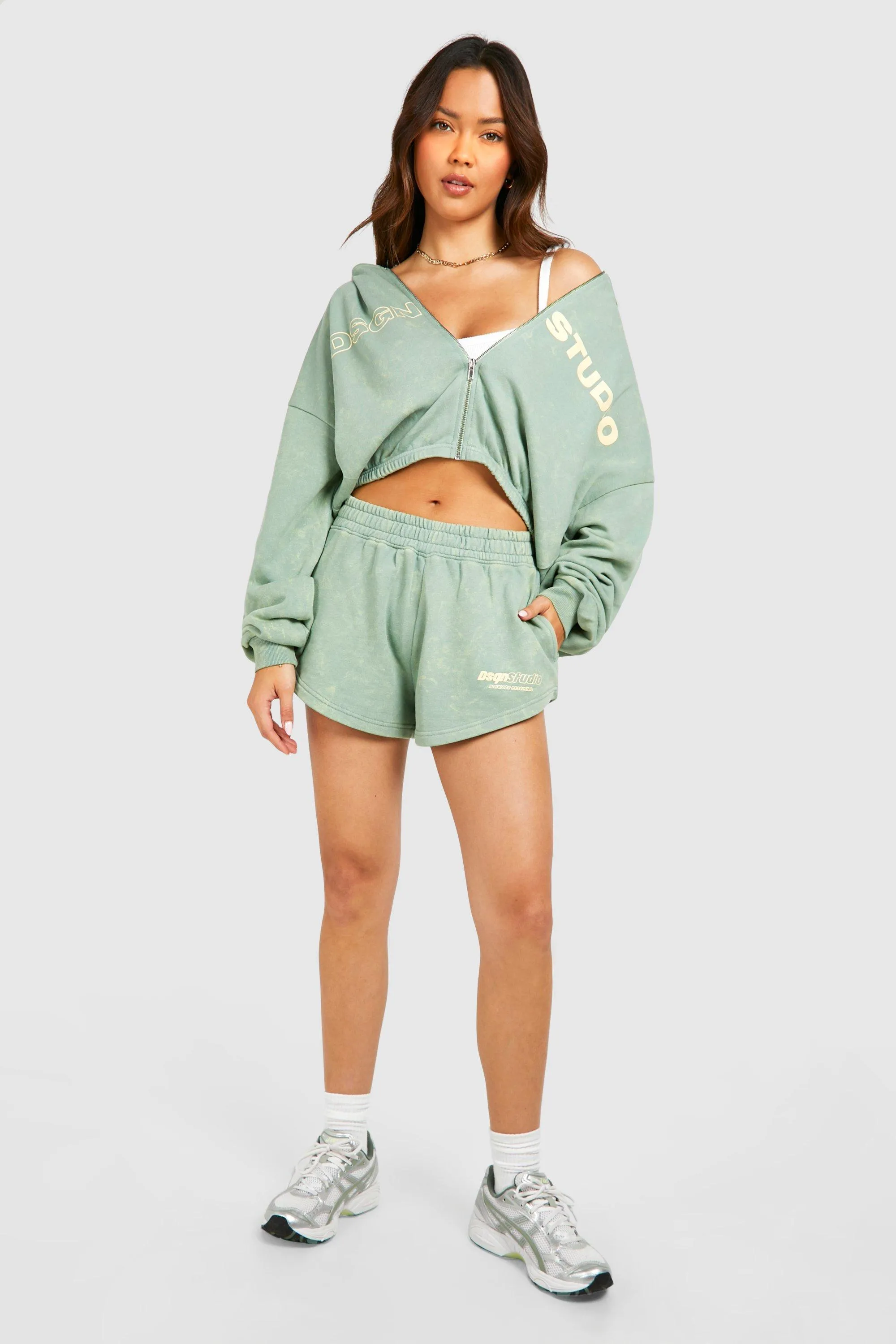 Hoodies & Sweatshirts | Dsgn Studio Washed Zip Through Boxy Fit Hoodie | boohoo