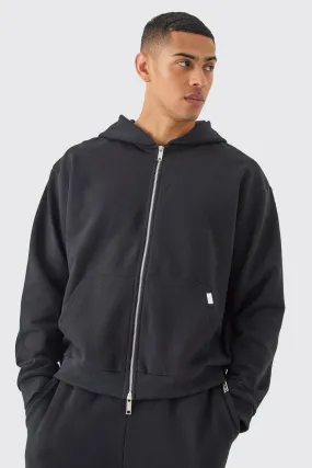 Hoodies & Sweatshirts | Oversized Boxy Heavyweight Zip Thru Hoodie | boohooMAN