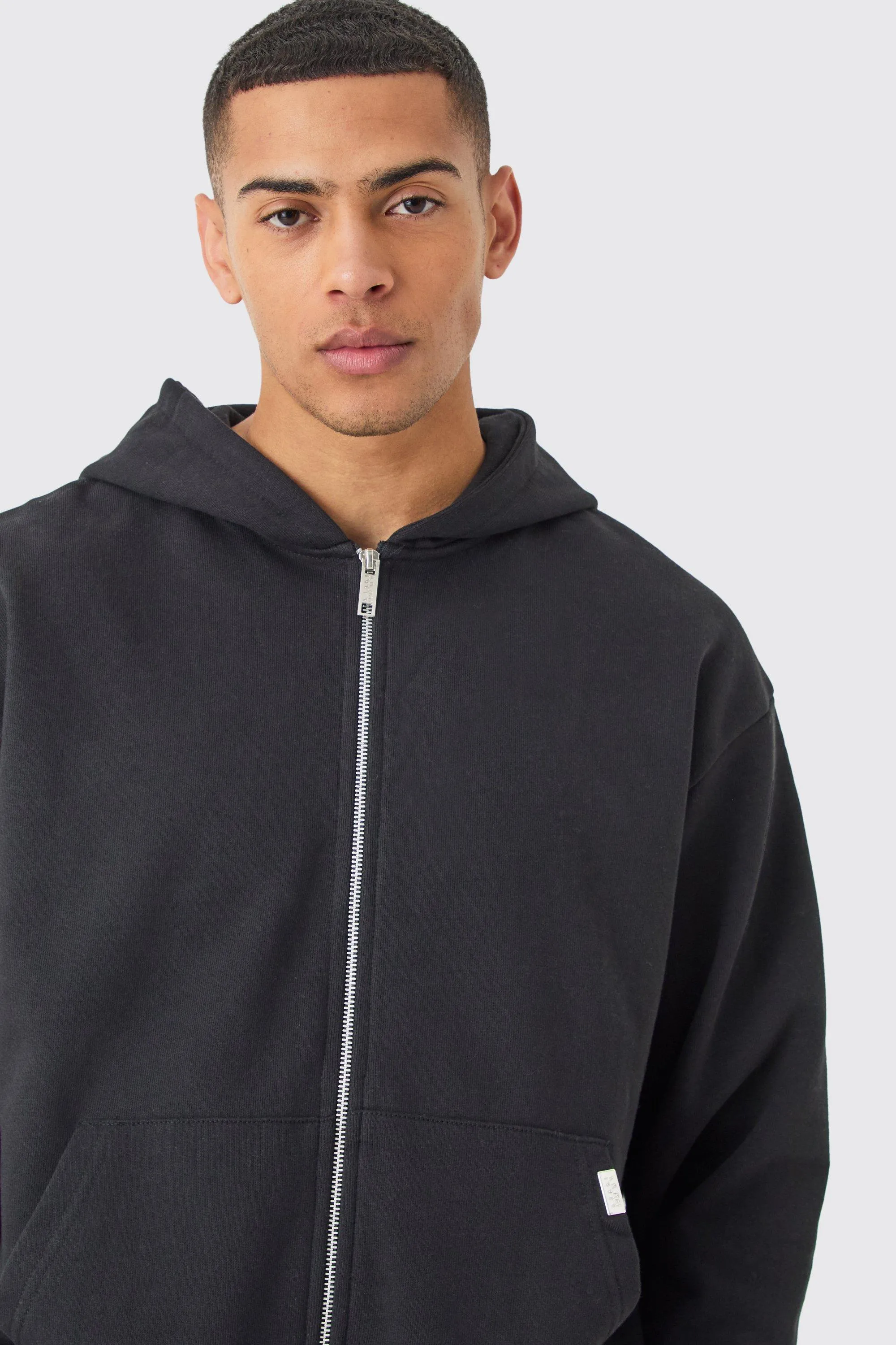 Hoodies & Sweatshirts | Oversized Boxy Heavyweight Zip Thru Hoodie | boohooMAN